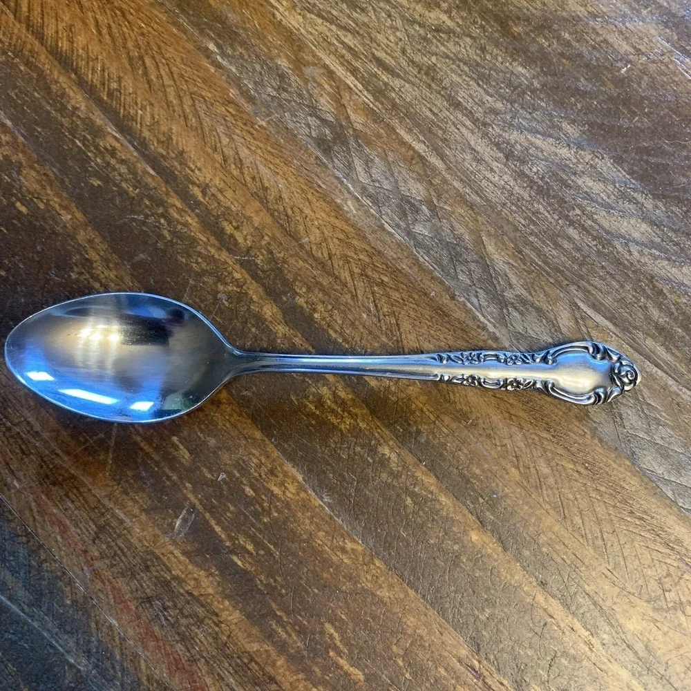 4 Orleans ORL50 Floral Stainless Flatware Teaspoons Korea Glossy